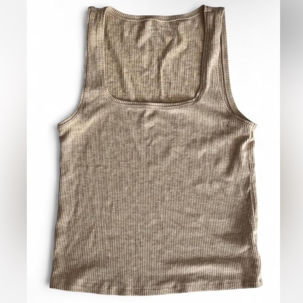 NWT American Eagle Ribbed Tank Top Size Large Neutral Beige
